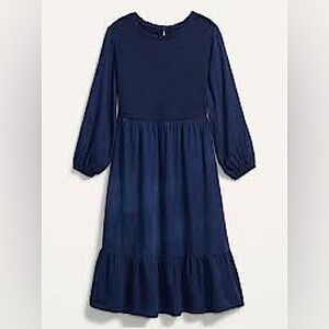 Old Navy Smocked Chambray Fit & Flare Midi Dress Size M Petite